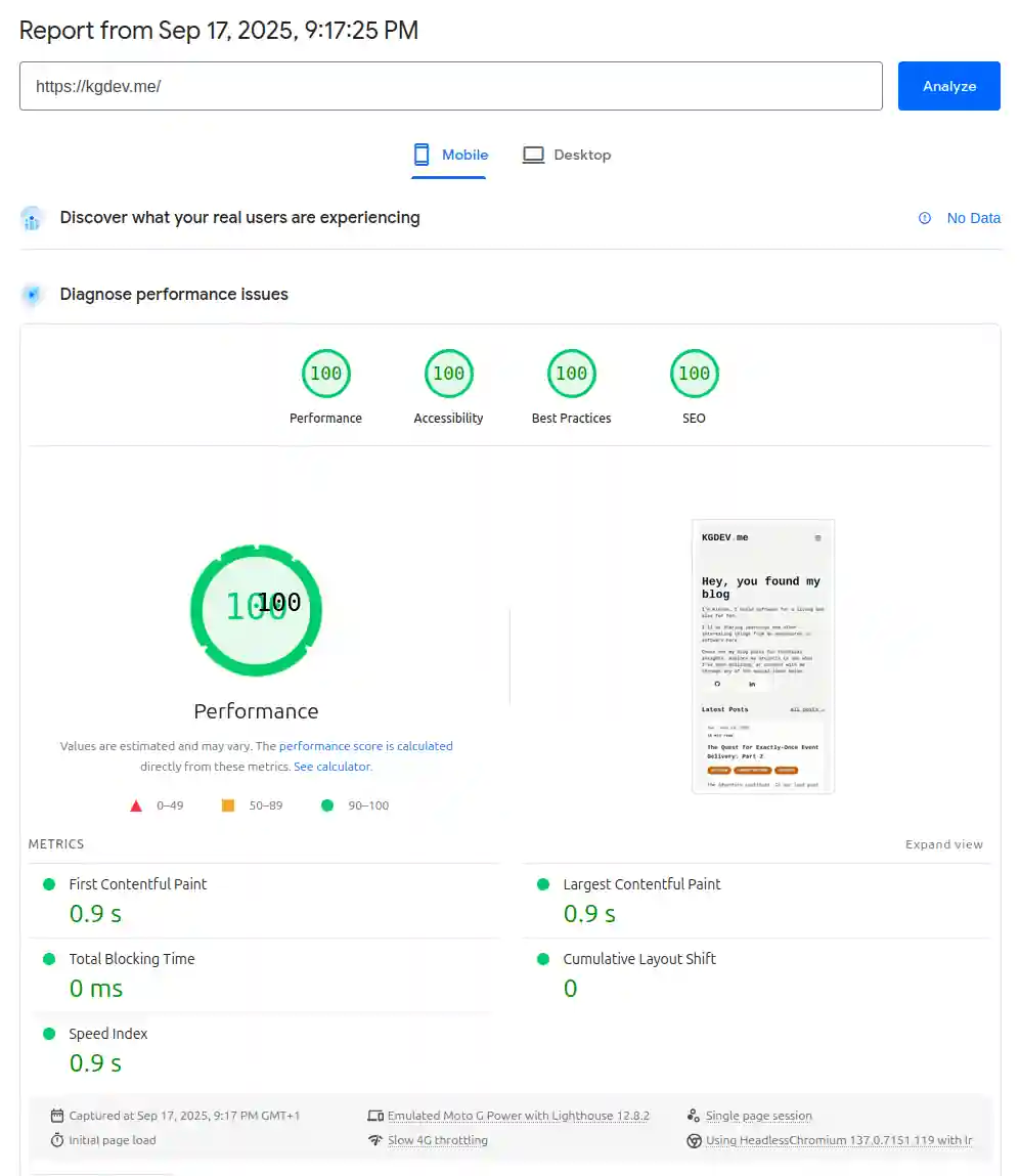 Load performance for KGDEV.me